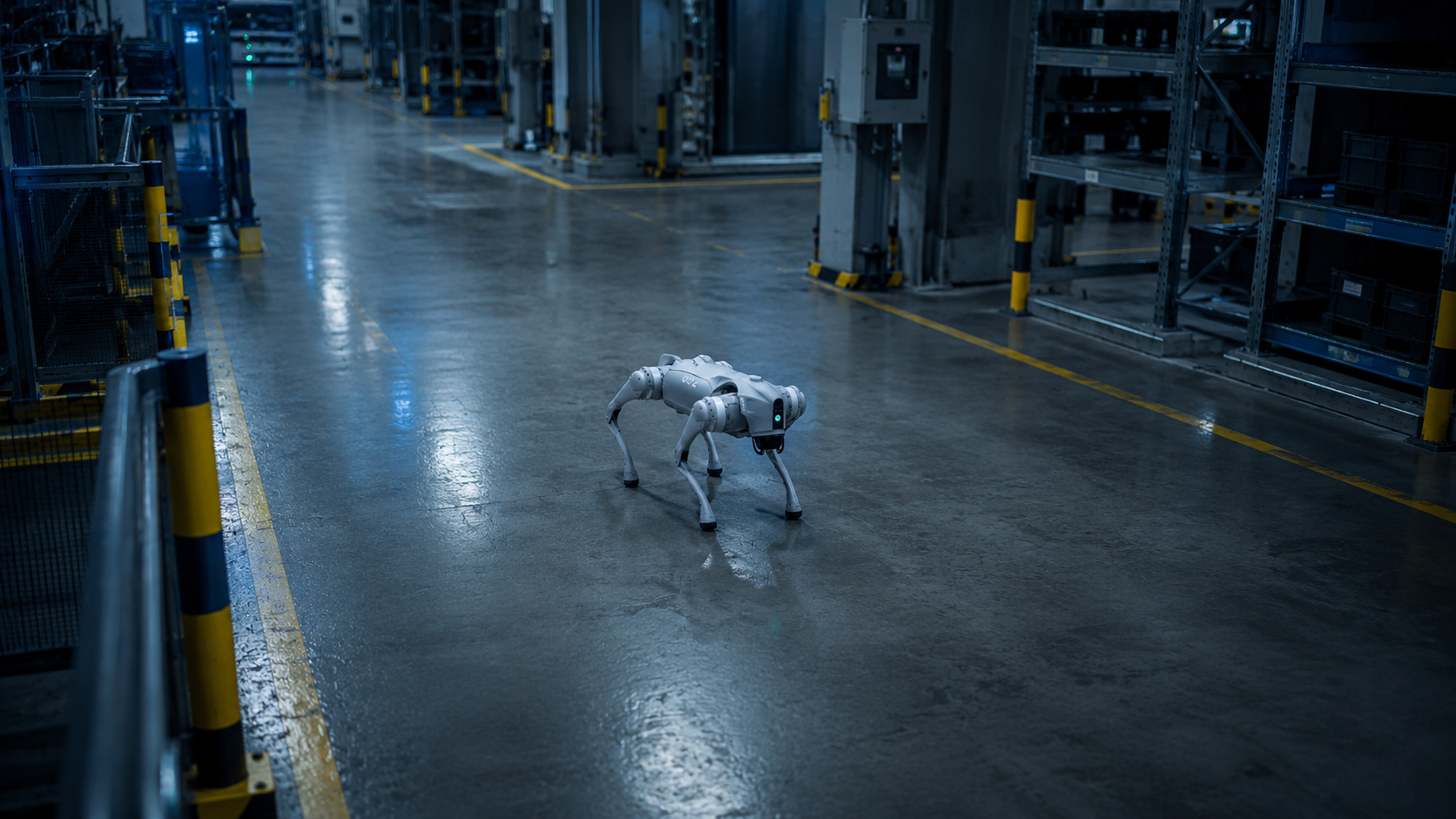 Robot GaluGuard patrullando la planta